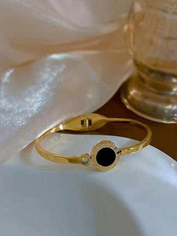Fashionable Stainless Steel Roman Numerals Decorated Bangle, High Quality and Exquisite Bangle, Casual Versatile Party Accessories for Women 8