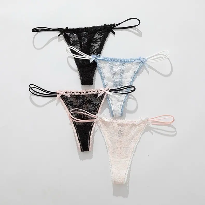 B2 Quần ren mềm tiểu thư mix nơ 2 bên dáng LK quan lot 0
