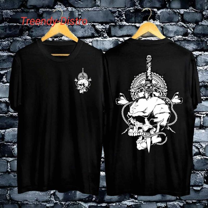 Kaos Premium Pria Tshirt Distro Motif BlackSkull Pakaian Pria / Koas Distro Premium Gaya Liburan 2