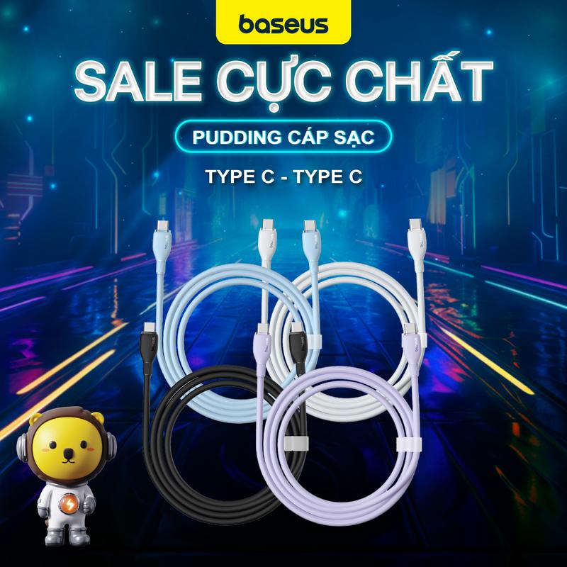  Dây Cáp Sạc Nhanh Truyền dữ liệu 100W Baseus Pudding Series Type-C to C Dành Cho Iphone  Samsung  Macbook  Laptop  Tablet chất liệu silicon Sạc Điện Thoại 