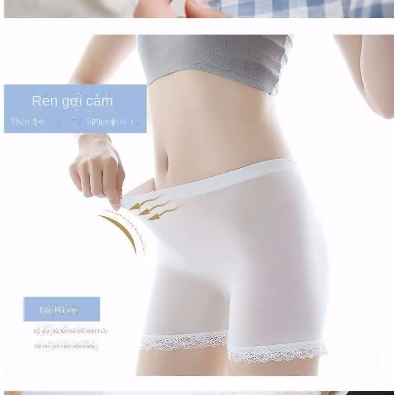 Quần đùi an toàn cho phụ nữ, với váy, quần legging chống lộ, ngoại Cỡ, chất liệu lụa lạnh, quần đùi bảo hiểm, ba phần tư, thích hợp cho mùa hè, 32k Đánh giá tích cực 5