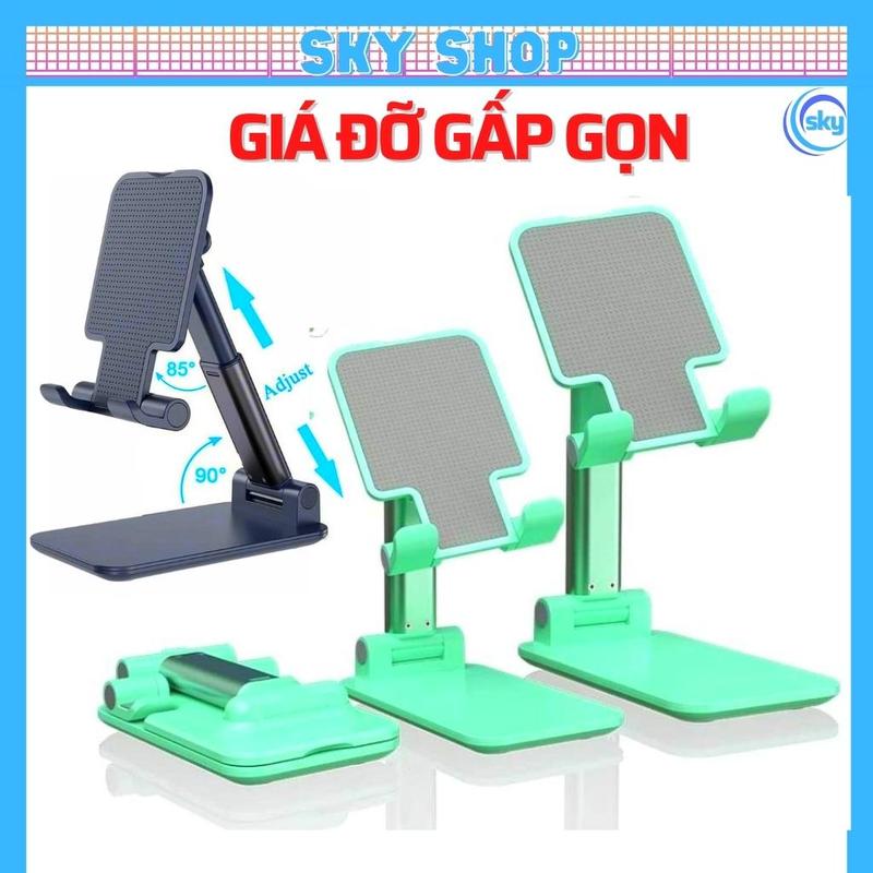 Giá đỡ điện thoại giá đỡ ipad máy tính bảng để treo kẹp trên bàn gấp gọn dùng livestream học online -màu đen xanh.