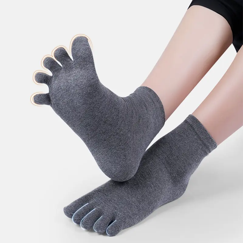 Vớ ngón chân cho nam và nữ, tất năm ngón, cotton thoáng khí, thể thao, chạy bộ, Màu rắn, đen, trắng, xám, Xanh Biển , kaki, cà phê