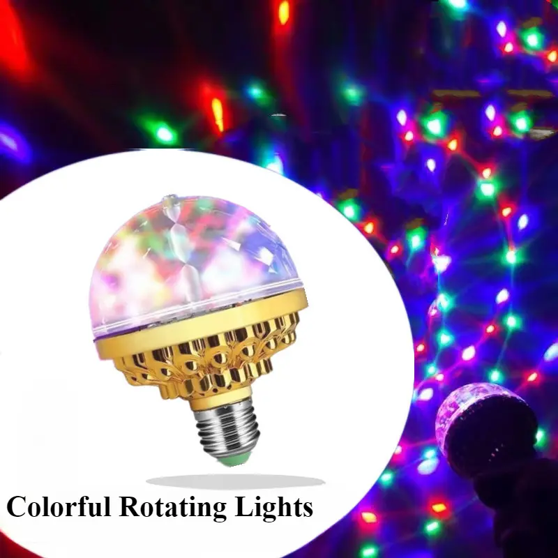 Colorful LED Lamp, E27 Interface Stage Light Rotating Light Laser Flashing Light, Atmosphere Lamp