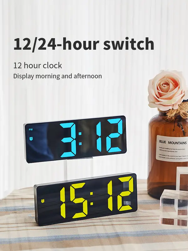 Đồng Hồ LED VOVOVA Để Bàn Thông Minh - Màn Gương, Hiển Thị Giờ & Nhiệt Độ, Báo Thức, Dùng USB Hoặc Pin AAA, Decor Đẹp 5