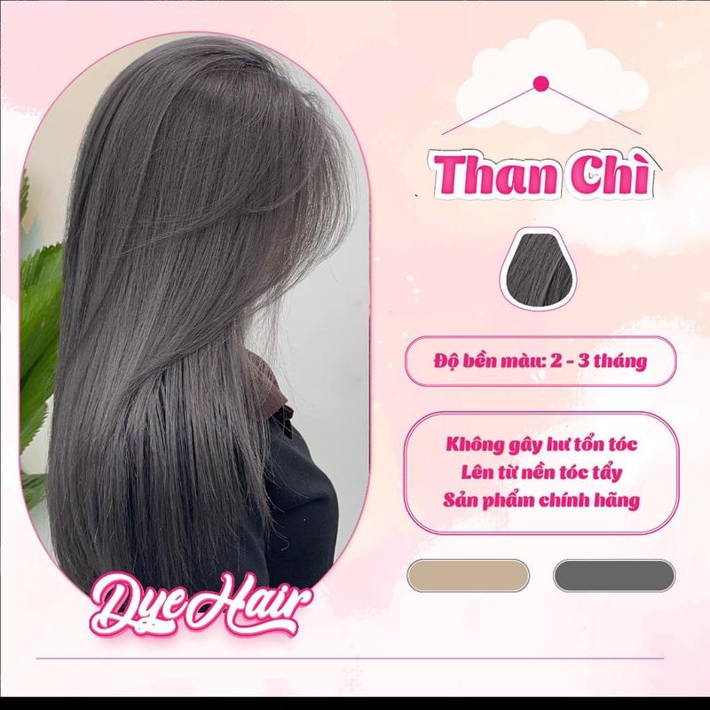 Thuốc nhuộm tóc, thuốc nhuộm tóc THAN CHÌ cần tẩy, DYE HAIR, tặng kèm oxy trợ dưỡng và bao tay Đổi Màu Tóc