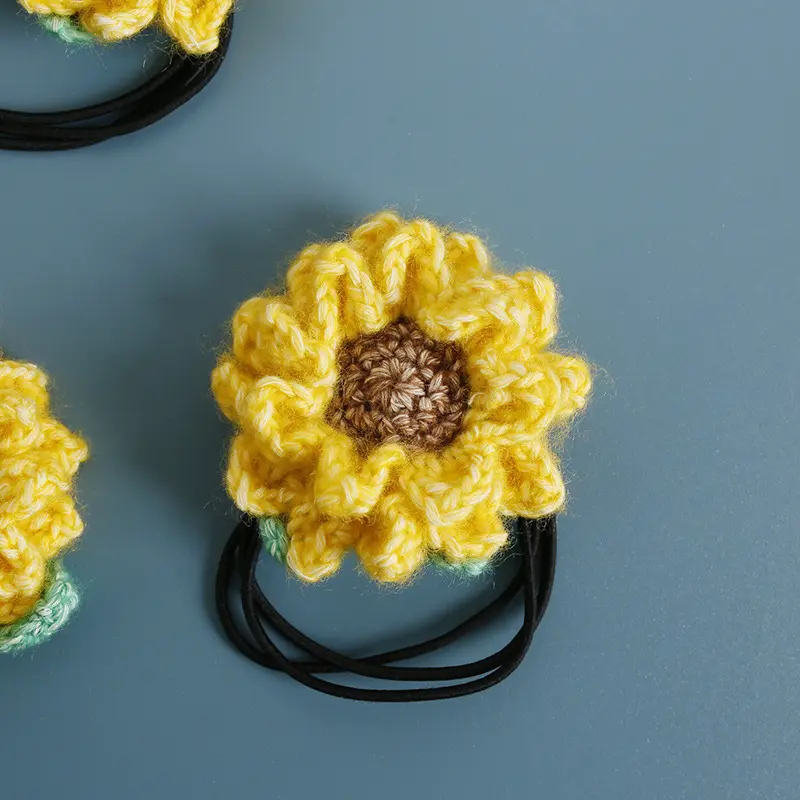 New Sunflower Rubber Band Handicraft SUNFLOWER Hair Ring Wool Crocheted Band