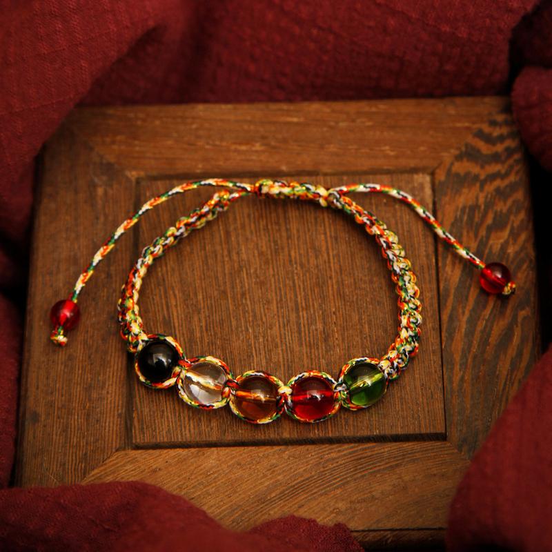 5 elements bracelet 2025,Hand woven, five element bead bracelet, unisex, small gift hand rope for transportation 2
