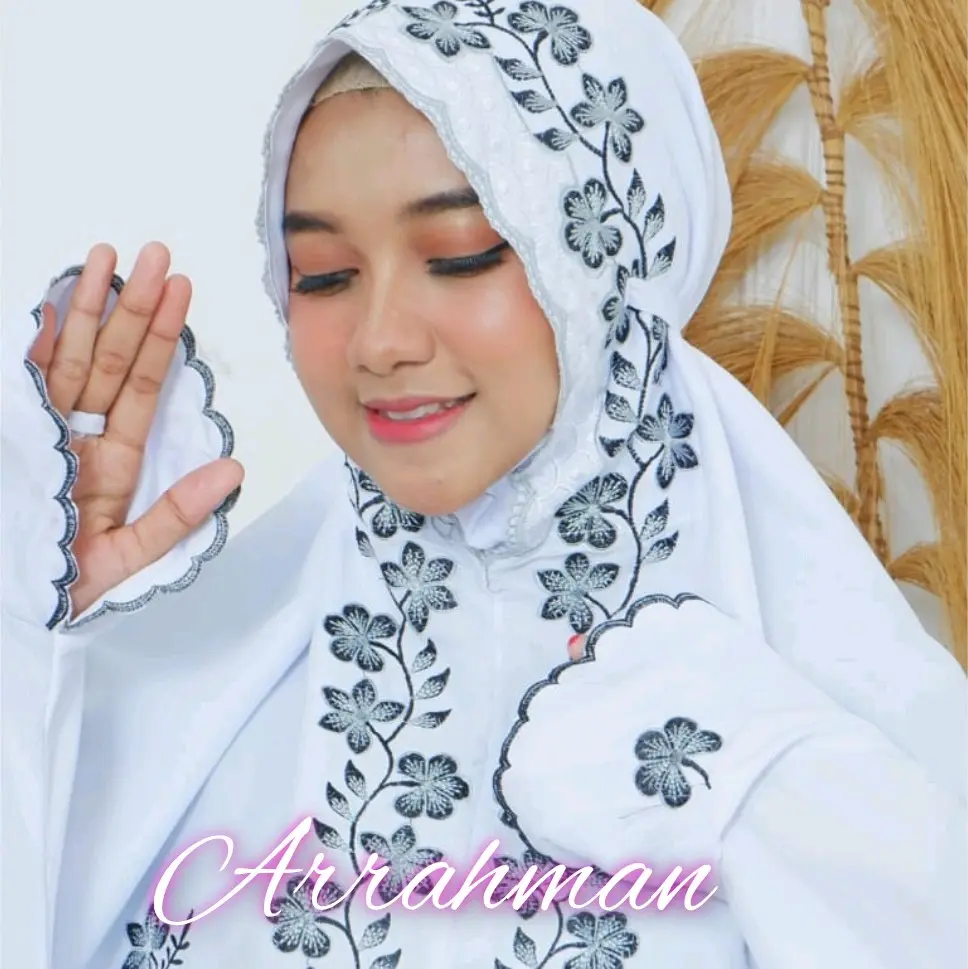 MUKENA DEWASA TERUSAN SANTRI MOTIF TANGKAI Nyaman Bunga Cantik