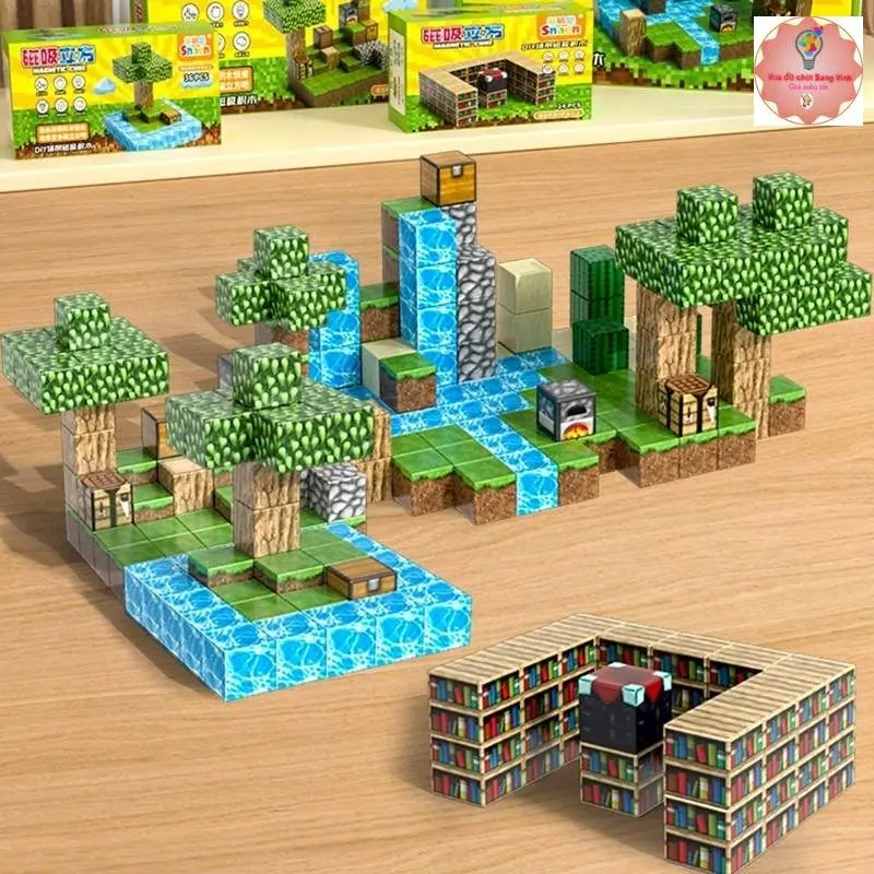 Mô Hình Lắp Ráp Minecraft Từ Các Khối Nam Châm Block Minecraft Nam Châm Đồ Chơi Xây Dựng Các Khối Nam Châm Minecraft 3