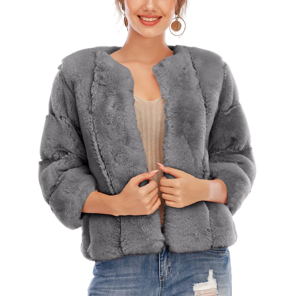 Women's coat,women jacket,Women Plus Size Short Faux-Fur' Coat Warm Furry Jacket Long Sleeve Outerwear