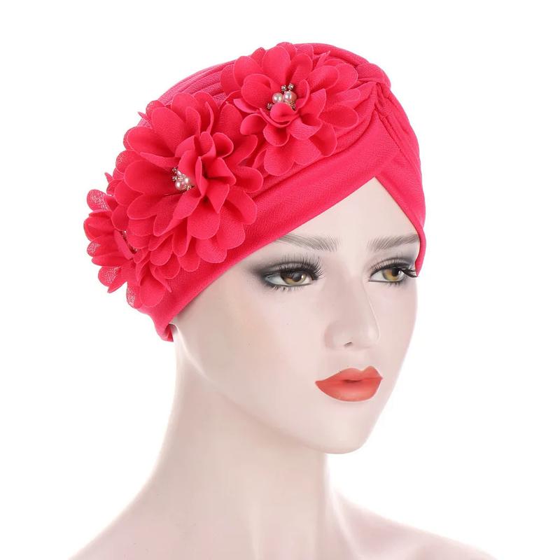 Product Introduction of Fashion Women Diamonds Flower Turban Cap Soild Color Muslim Headscarf Bonnet Inner Hijabs Arab Head Wraps Hat 12