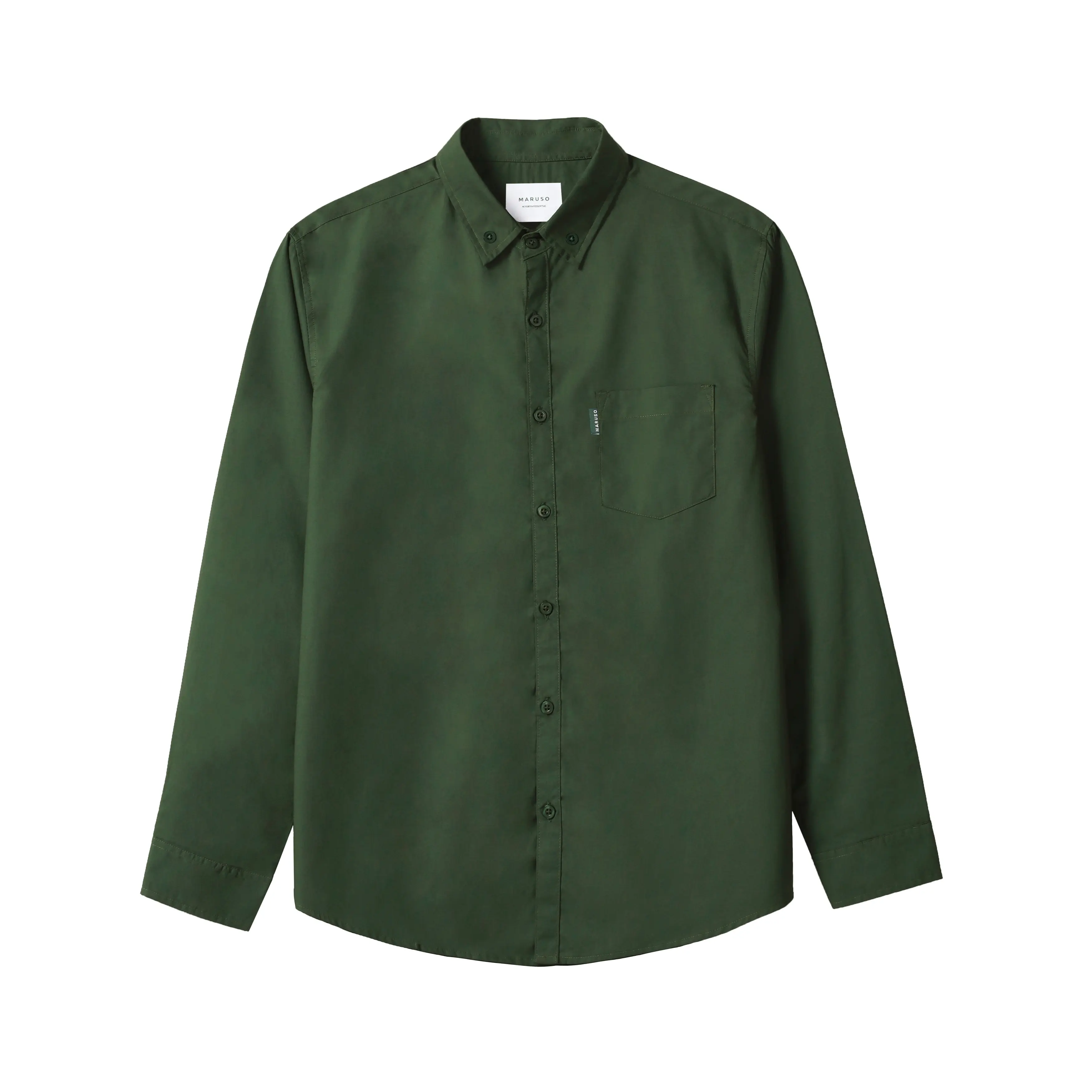 MARUSO Kemeja Slimfit Lengan Panjang Basic Kerah Army CATCHY#1 Katun Casual Formal Pria Kancing Kantor Tangan