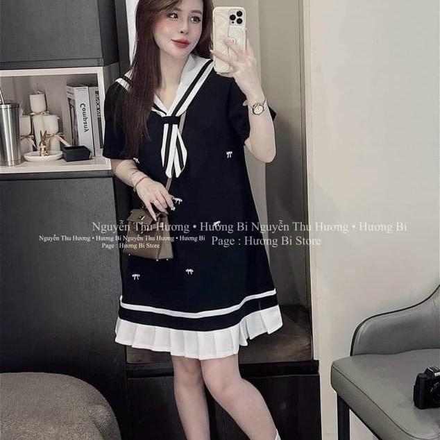 Đầm Bầu Cổ Thuỷ Thủ Cao Cấp Đũi Lụa Mềm Mát Mặc Bầu Và Sau Sinh Thun Váy Bầu