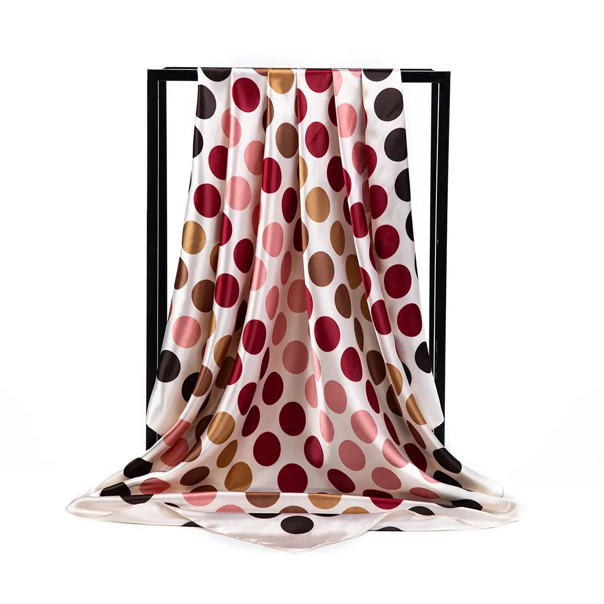 Gao He Simple Fashion Polka Dot Dots Artificial Silk Satin Large Kerchief Silk Scarf Muslim Kerchief Women's Fashion