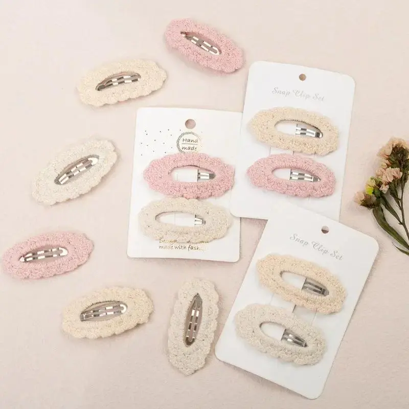 Ins Flower Crochet Bobby Snap Hairpins 6.5cm Knitted Princess Baby Girls Hair Bow Clips Safety Korean Newborn Hairgrips