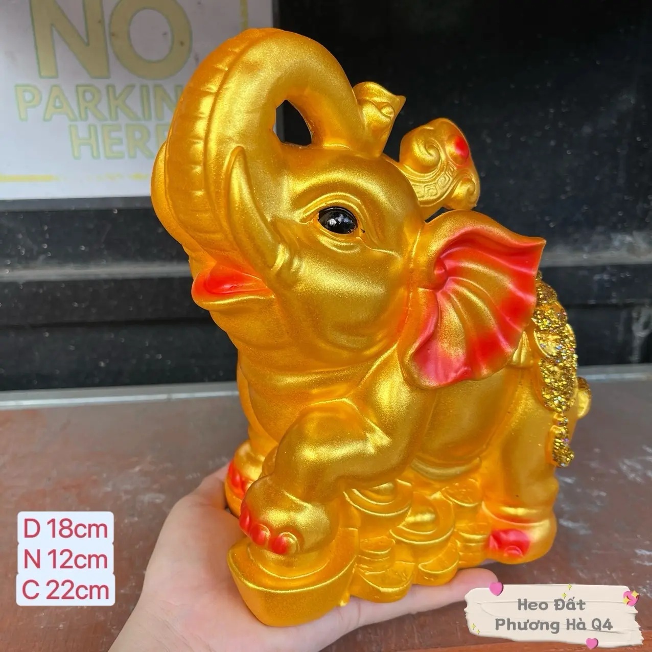 Heo Đất Tiết Kiệm CON VOI Nhỏ bằng Thạch Cao Size 22cm * 18cm (màu bền đẹp)