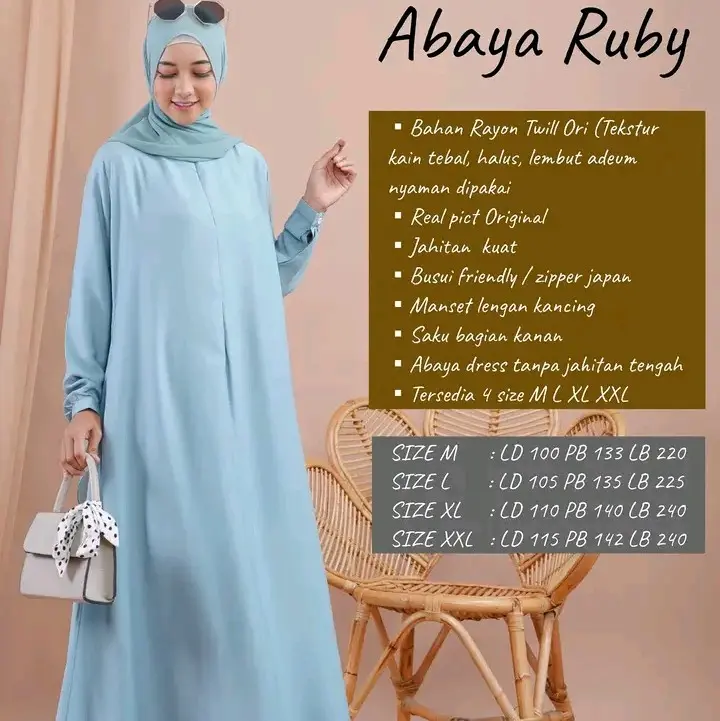 Abaya Polos Jumbo Ld 120 Abaya Mecca / Abaya Ruby Bahan Rayon Twill Super Adem 2