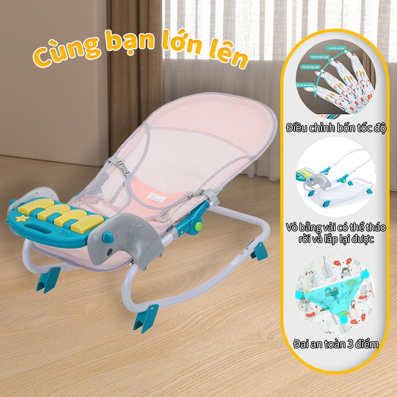Ghế Bập Bênh Cho Em Bé Sử Dụng Vải Lưới Thoáng Khí Ghế Nằm Cho Bé Thông Minh Tiện Lợi