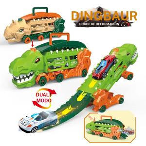 Set de Mini Dinosaurio Transformable, Incluye Auto de Aleación Aleatorio, Cuerpo Portátil, Diseño de Espalda Expandible, Vehículo Juguete Preferido para Niños