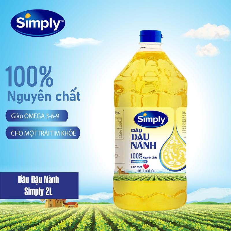 Dầu Đậu Nành Simply Nguyên Chất 2L Giàu Omega 3 6 9 Vitamin E & Phytosterol Tự Nhiên Tốt Cho Sức Khỏe Tim Mạch