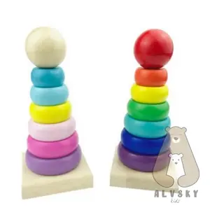 MAINAN EDUKASI SUSUN ANAK RAINBOW TOWER MENARA DONAT MAINAN BALOK KAYU Toys