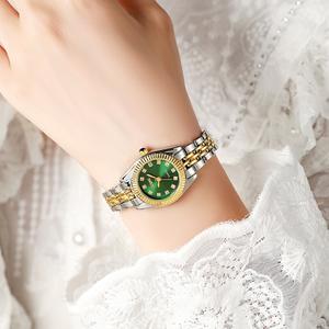 Jam Tangan Kuarza, Pergerakan Kuarza Baharu, Dail Bertatah Berlian, Titik Kalendar, Angka Rom, Jalur Keluli, Fesyen Watches watch  s