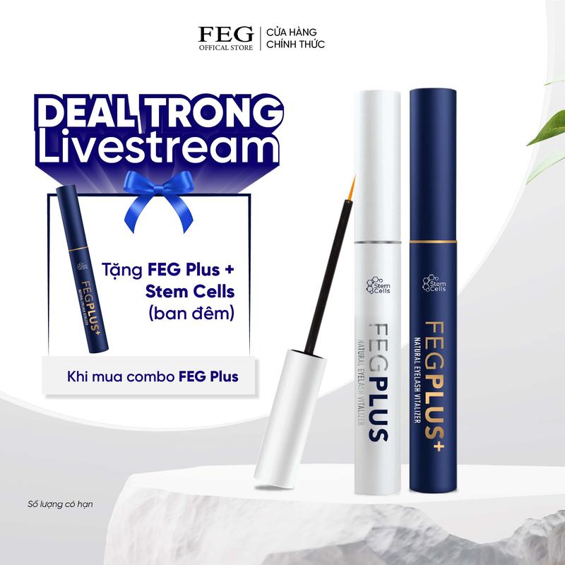 DEAL TRONG LIVE STREAM MUA 1 COMBO PLUS TẶNG 1 PLUS LẺ Combo Serum Dưỡng Mi FEG Plus Stem Cells không chứa Prostaglandins gây thâm mắt 5ml Mỹ Phẩm