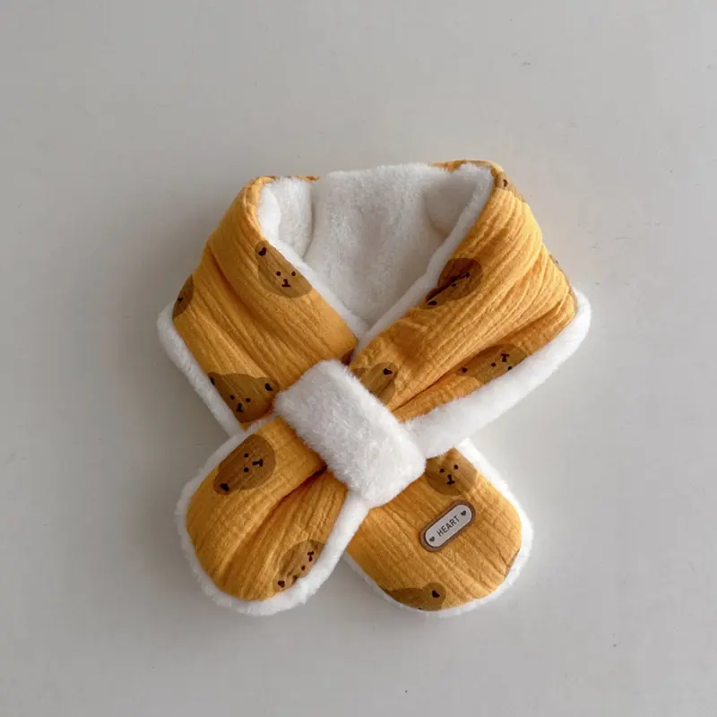 Khăn Quàng Cổ Mùa Đông Ấm Áp Cho Trẻ Em, Khăn Quàng Cổ Unisex Họa Tiết Gấu Hoạt Hình, Bộ Giảm Thanh Dài, Khăn Quàng Cổ Sang Trọng Dễ Thương Cho Bé 3