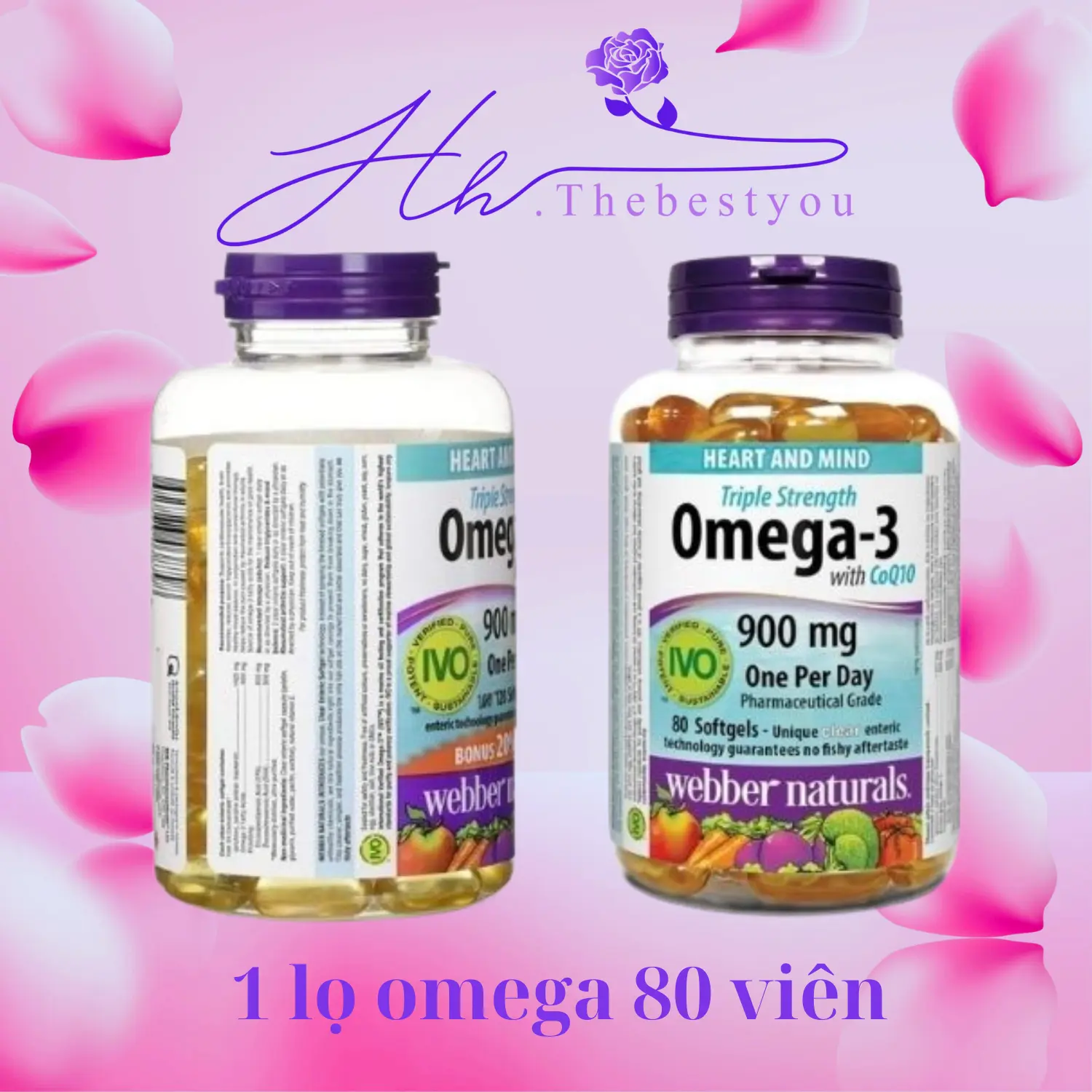 Viên uống dầu cá Omega-3 Webber Naturals 80 viên Canada 900mg hỗ trợ sức khỏe tim mạch và chức năng não