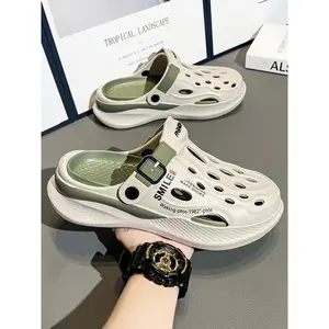 MPH  Sepatu lubang-lubang pria musim panas di luar menginjak kotoran, anti-slip, anti-bau, sandal olahraga kasual, sandal pantai