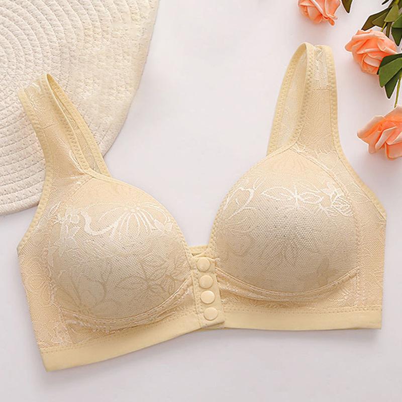 Product Introduction of New Large Size Beautiful Back Breathable Gather Sweat-absorbent No Steel Ring Front Buckle Side Breast Mother Bra 17