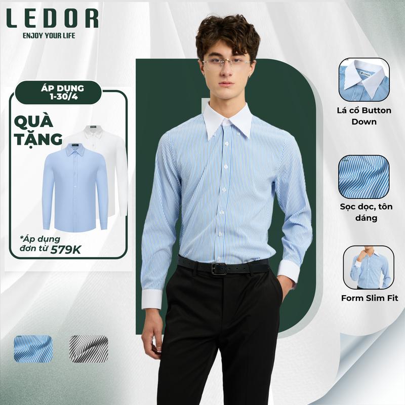 Áo sơ mi nam Winchester cổ Button down 2 màu form Slim-fit sang trọng lịch lãm- LEDOR Menswear Shirt Cổ Tròn Có Cổ