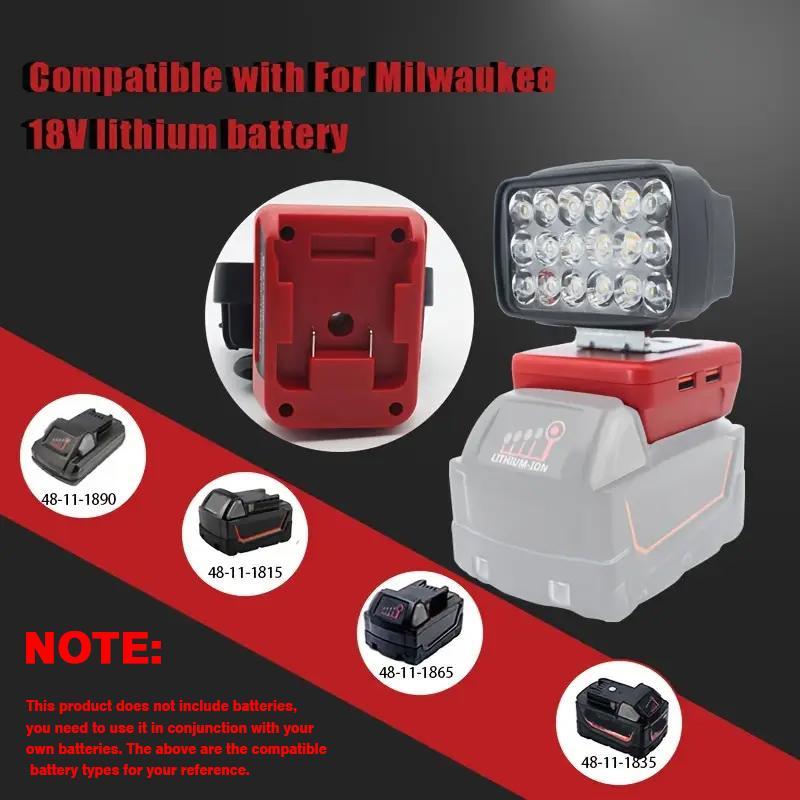 Flood Work Light, LED Work Light Compatible with for Milwaukee 18V Lithium Battery, Cordless LED Job Site Light, Gifts For Boyfriend, Construction 4