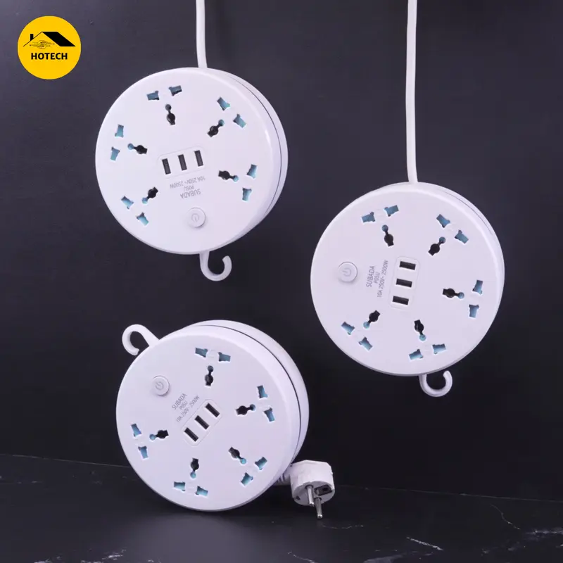 Ổ Điện Đa Năng Dây Rút Chống Giật An Toàn Hotech Chịu Tải 2500W 3 Cổng Usb Tiện Lợi Dây Dài 1,9 - 3,8M Quấn Gọn OD18H 7