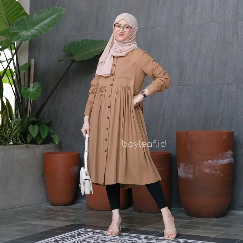 Baju Tunik Wanita Muslim Katun Rayon  Atasan  Cewek Kain halus 6