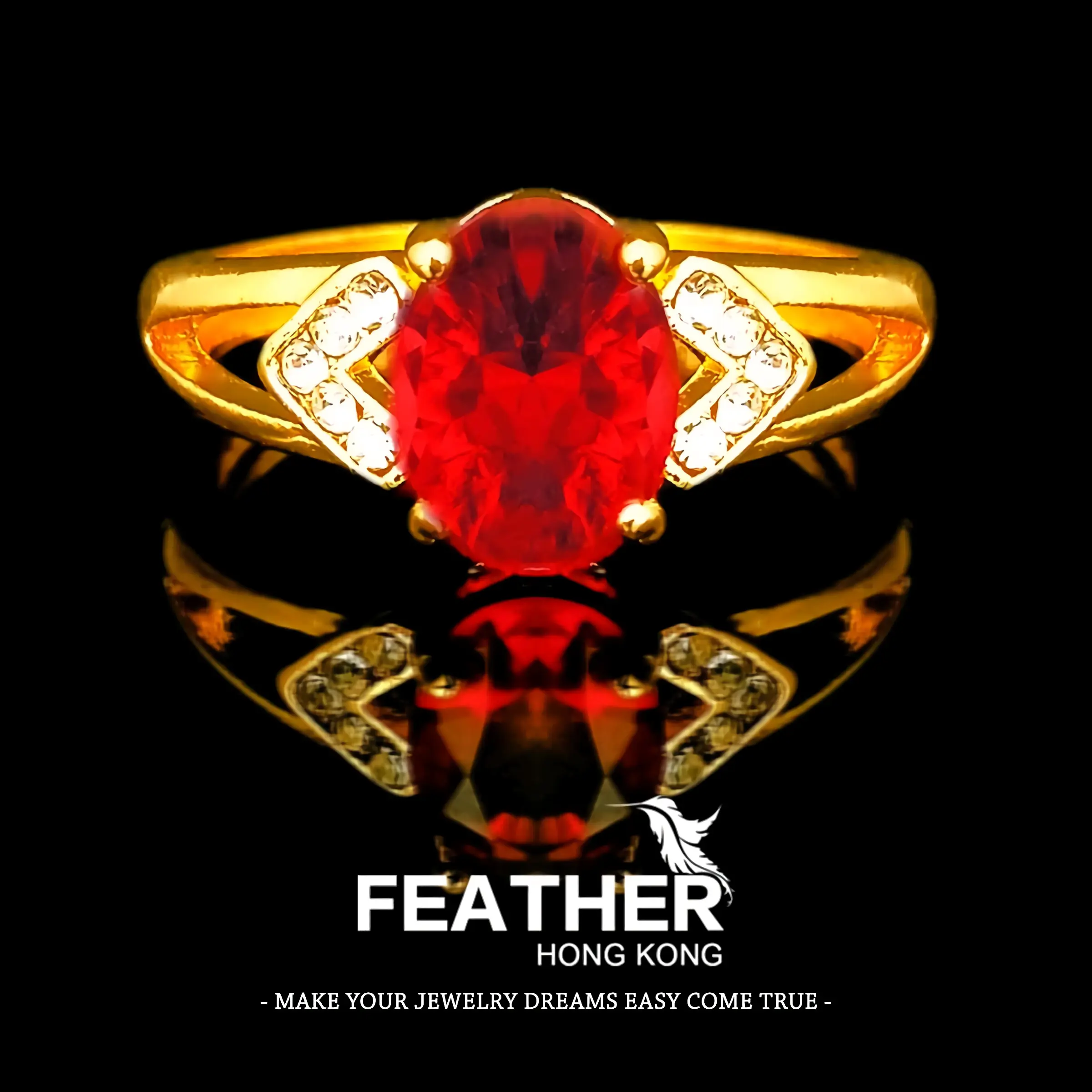 FEATHER HONGKONG - ( FREESIZE ) - CINCIN WANITA MERAH Rings