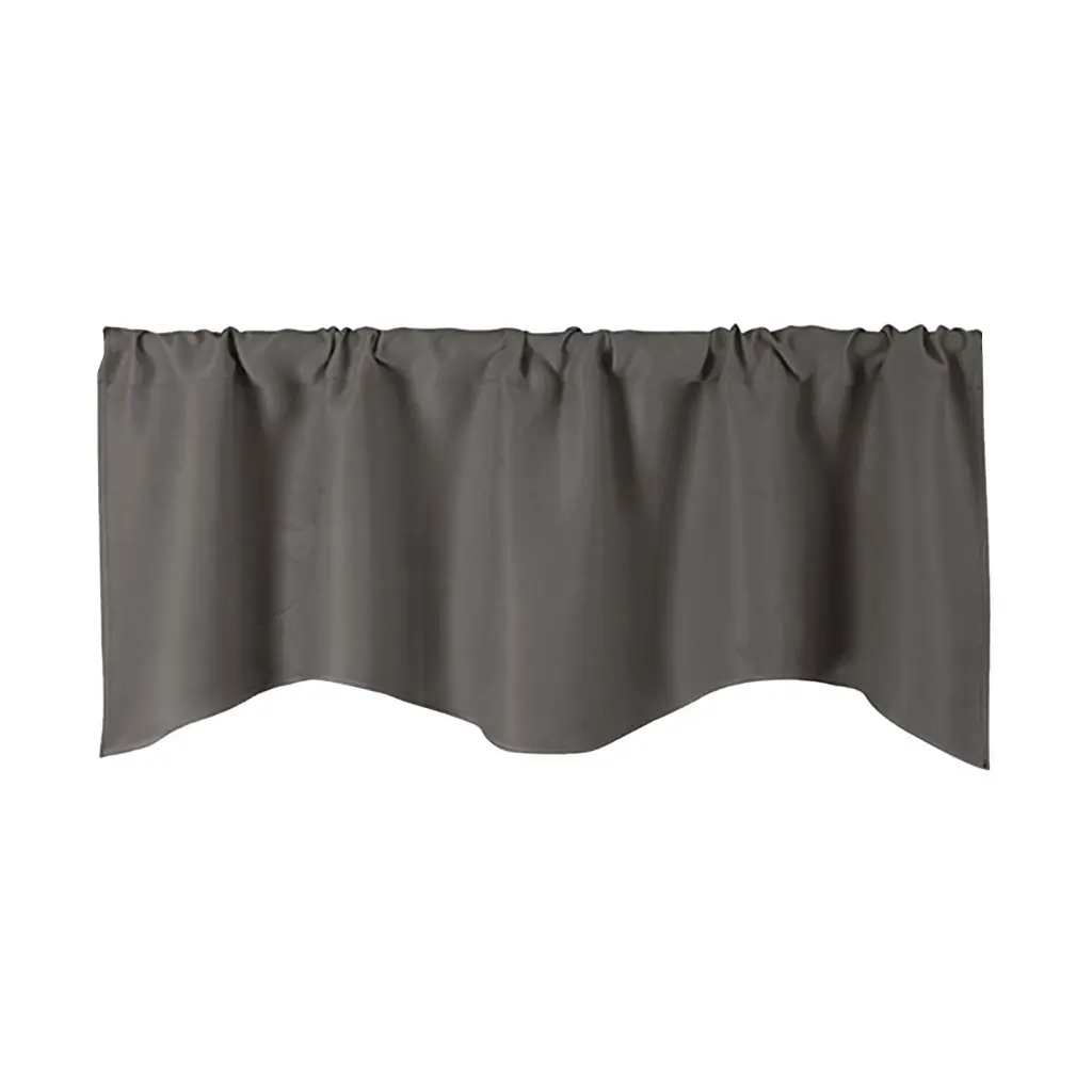 YO- Solid Color Through Rod Short Curtain Home Room Balcony Kitchen Window Valance