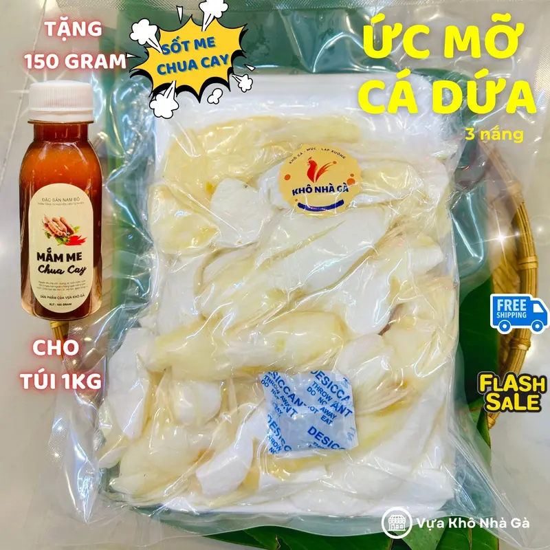 DEAL LIVE Khô Ức Mỡ Cá Dứa - Tặng Mắm Me hoặc Mắm Tắc Chua Cay - Khô 3 Nắng Loại 1 Vị Vừa Ăn Béo Rất Ngon - Vựa Khô Nhà Gà Food 2