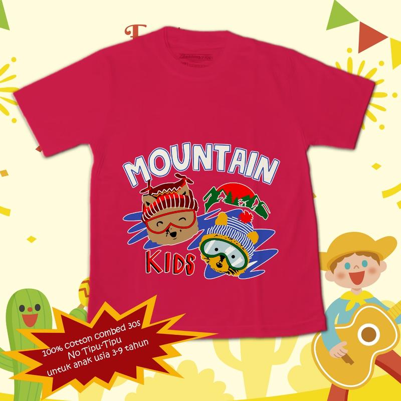 Kaos anak bahan premium cotton combed 30s, untuk usia 3-9 tahun, motif beruang 4