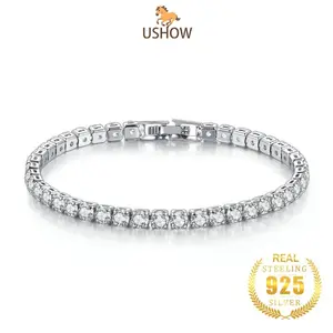 USHOW Ornamen Gelang Zirkon Perak 925