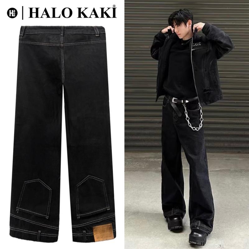 JEANS ĐEN/XANH TÚI NGƯỢC - Quần túi ngược unisex halo kaki chất dày Nam Menswear