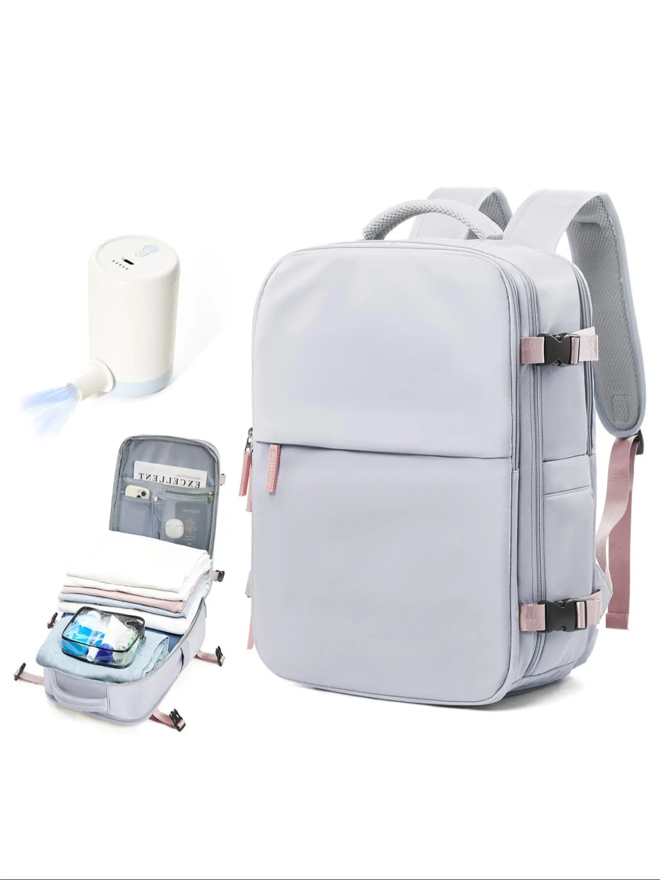 Large Capacity Travel Backpack, Casual Solid Color Vacuum Compression Travel Backpack, Business Multifunctional Computer Bag, Overnight Travel Bag