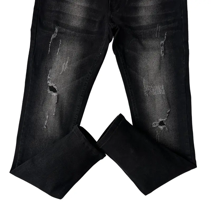 M-24: QUẦN JEANS NAM CAO CẤP ĐEN  RÁCH THỜI TRANG FORM SLIM Menswear Pants TOP Có Túi 1