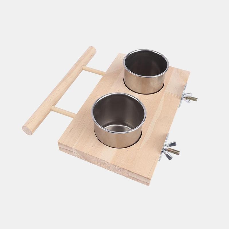 Wooden Bird Feeder with Wooden Platform, Removable Water Cup, Parrot Feeder, Pet Supplies, Feeding Tools 2