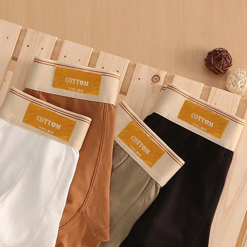 2025 High-Quality 3-Pack High-End Pure Cotton Men's Boxer Briefs Men's Style Four-Corner Underwear Youth Mid-Waist Comfortable Shorts Hot Sale Men's Pure Cotton Underwear Breathable Mesh Underwear MenSummer Thin Men's Underwear High Elasticity Men's Under