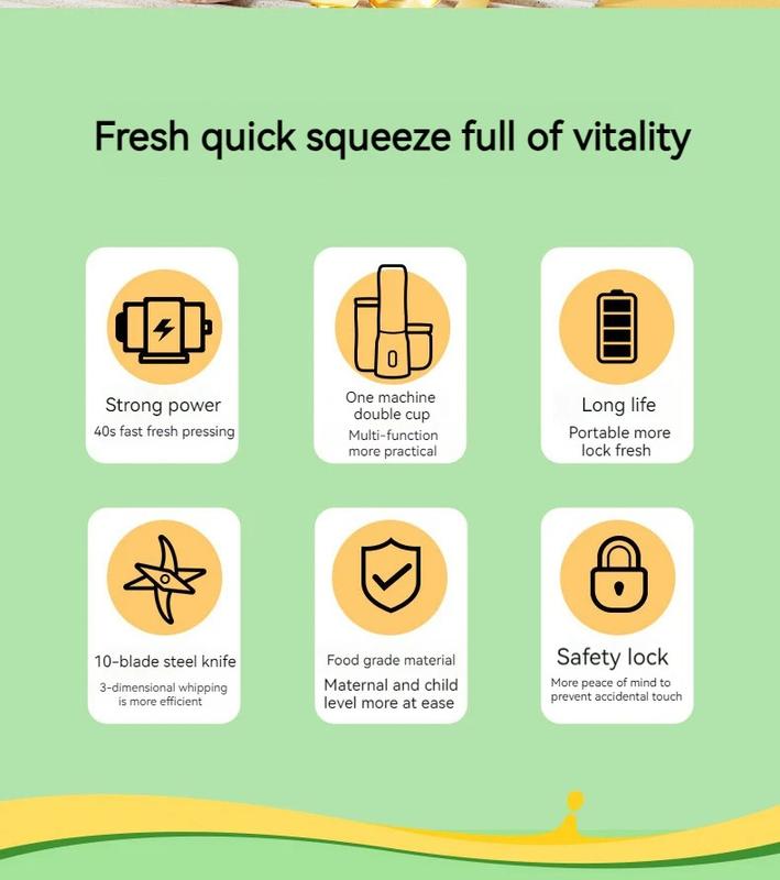 Product Introduction of Portable Wireless Blender Electric Fruit Juicer Machine For Orange Ice Crushing 10 Blades Auxiliary Food Machine 1500mA Mixer juiceblender fruit blender 16