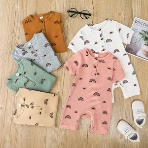 Nooc Baju Bayi Romper Rainbow Full print Dropnidle Laki-laki / Baju Anak Perempuan Katun Newborn