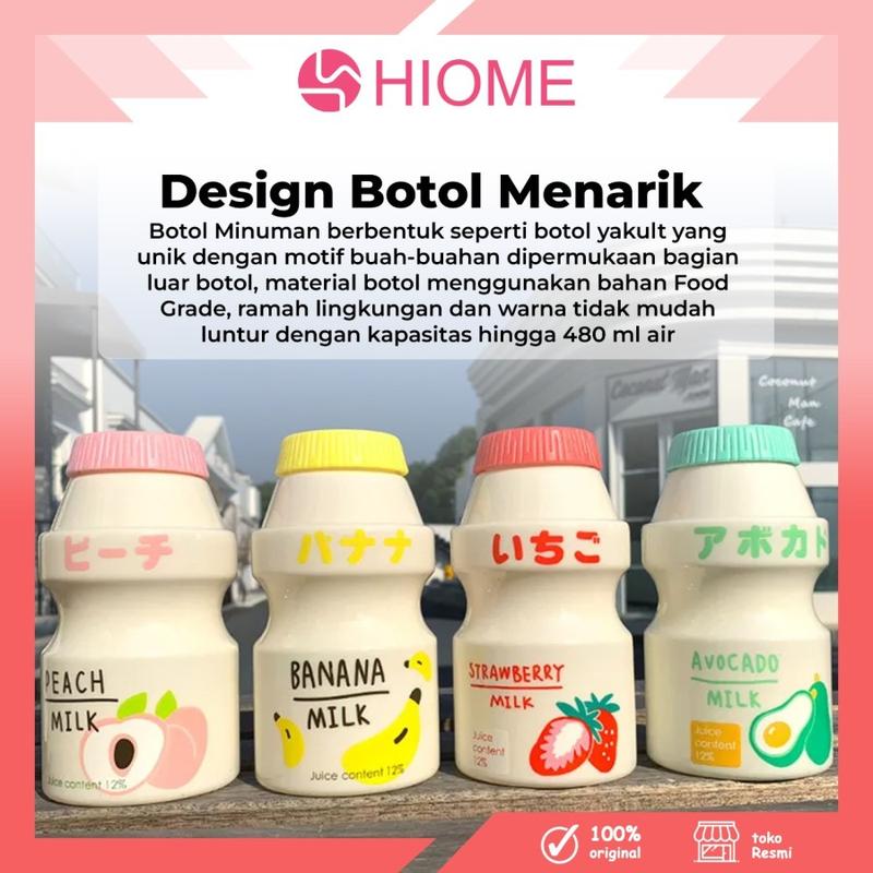 HIOME Botol Minum Yakult Korea 480ML Botol Air Munim Unik Viral Model Yakult BAP FREE 1