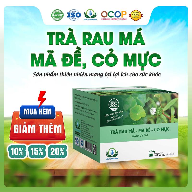 Trà Rau Má Mã Đề Cỏ Mực Hộp 30 Túi Lọc Siêu Thị Thiên Nhiên Nước Trà Chè Tea túi  trà thảo mộc bột trà khô diếp Chua
